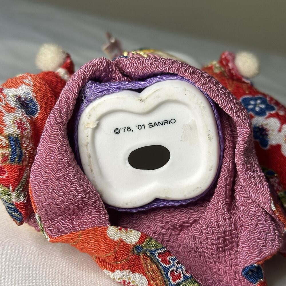 Vintage 2001 Sanrio Hello Kitty Ceramic Red Kimono Figurine Floral Japan Rare 6” - Picture 11 of 11